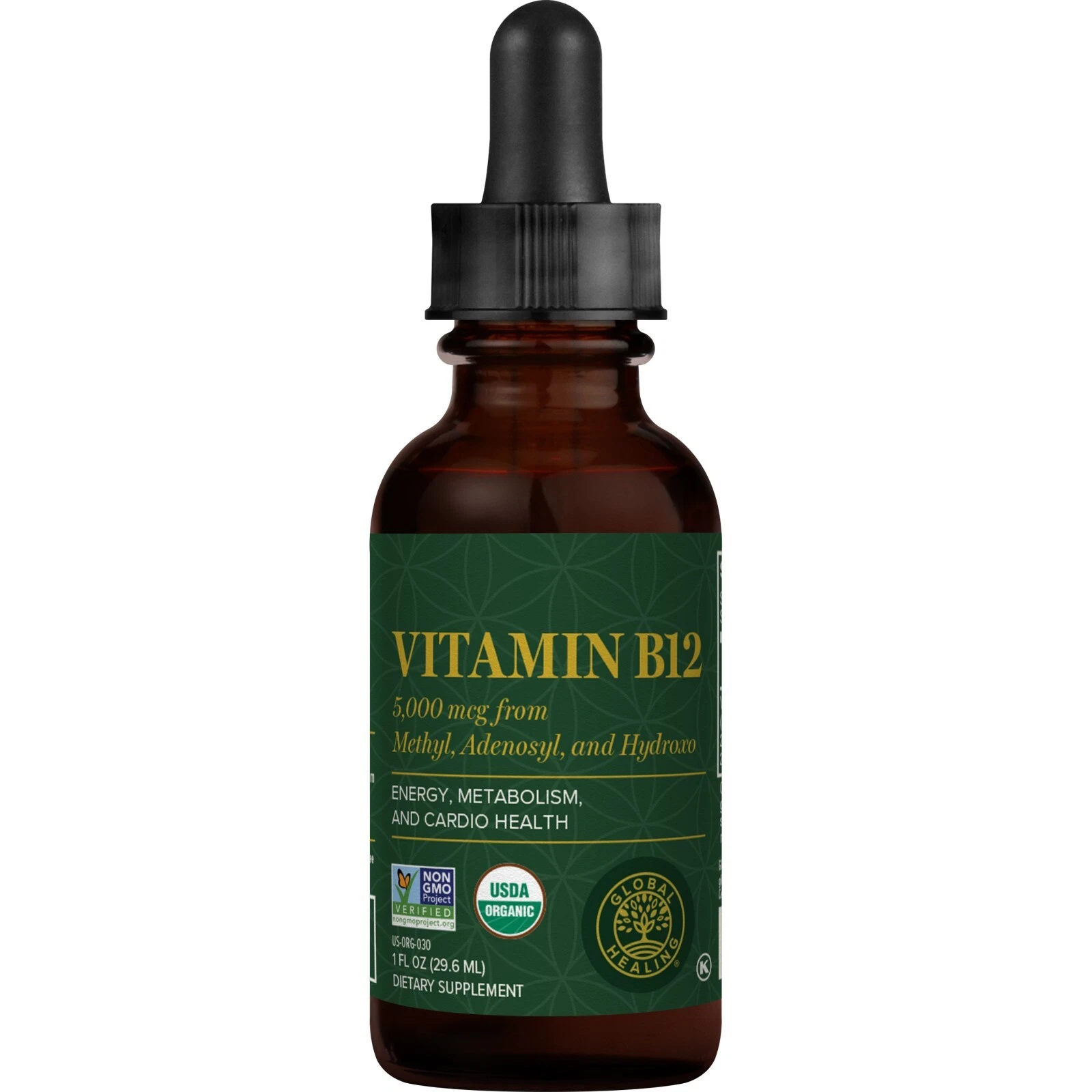 Vitamin B12, 5000 mcg, 3-in-1 Organic Liquid Vitamin B12, 30-Day Supply (1 Oz)