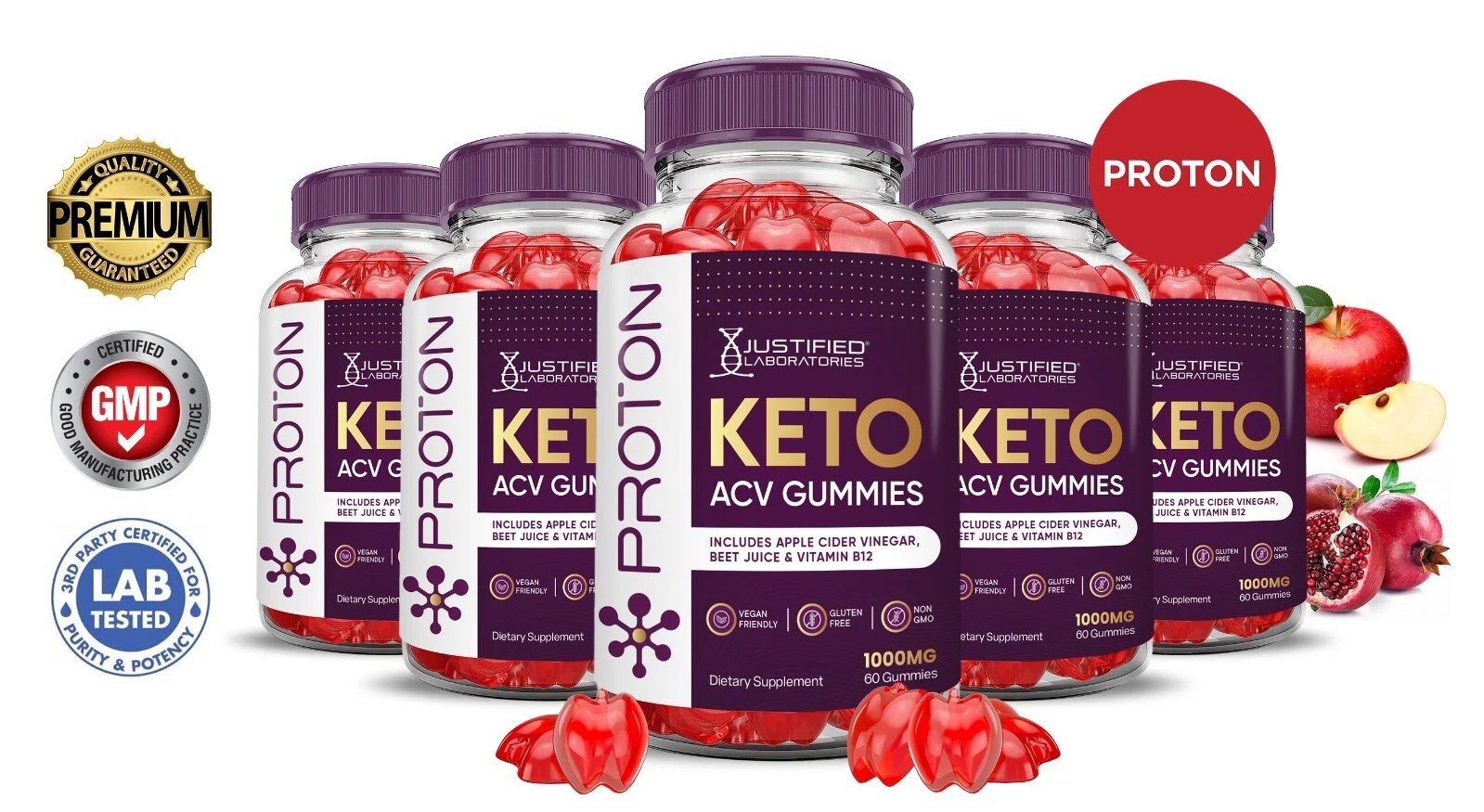 Proton Keto ACV Gummies 1000MG Apple Cider Vinegar 300 Gummys
