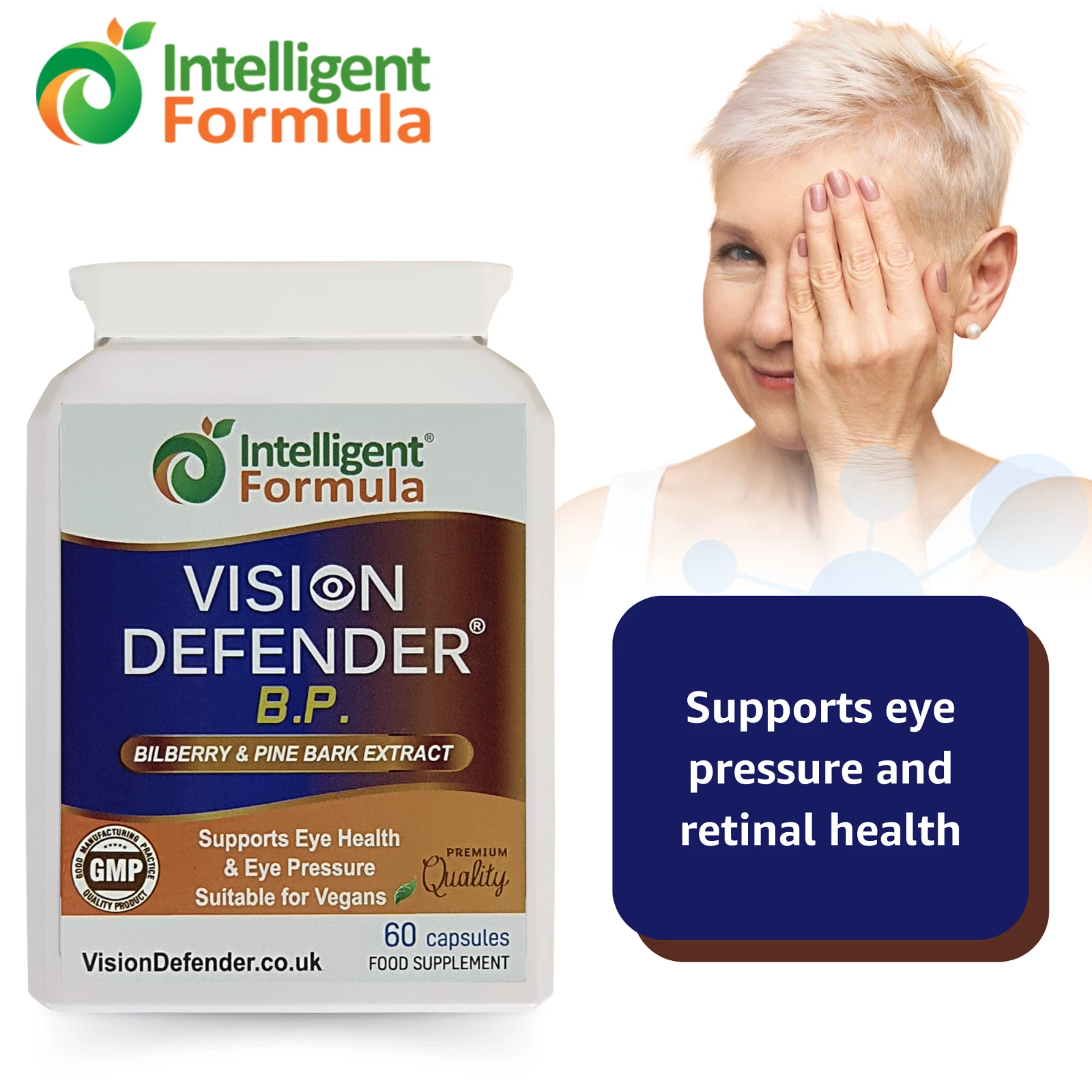 VISION DEFENDER BP: Bilberry & Pine Bark Eye Pressure & Eye Support (60 capsule)