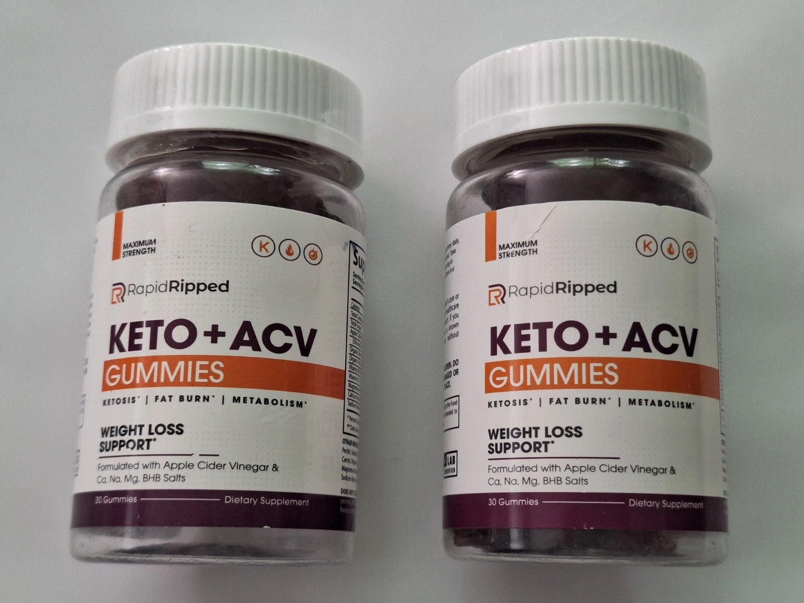 2 Pks RapidRipped Keto + ACV Gummies 30 Ct Ea Weight Loss Support Exp 01/27