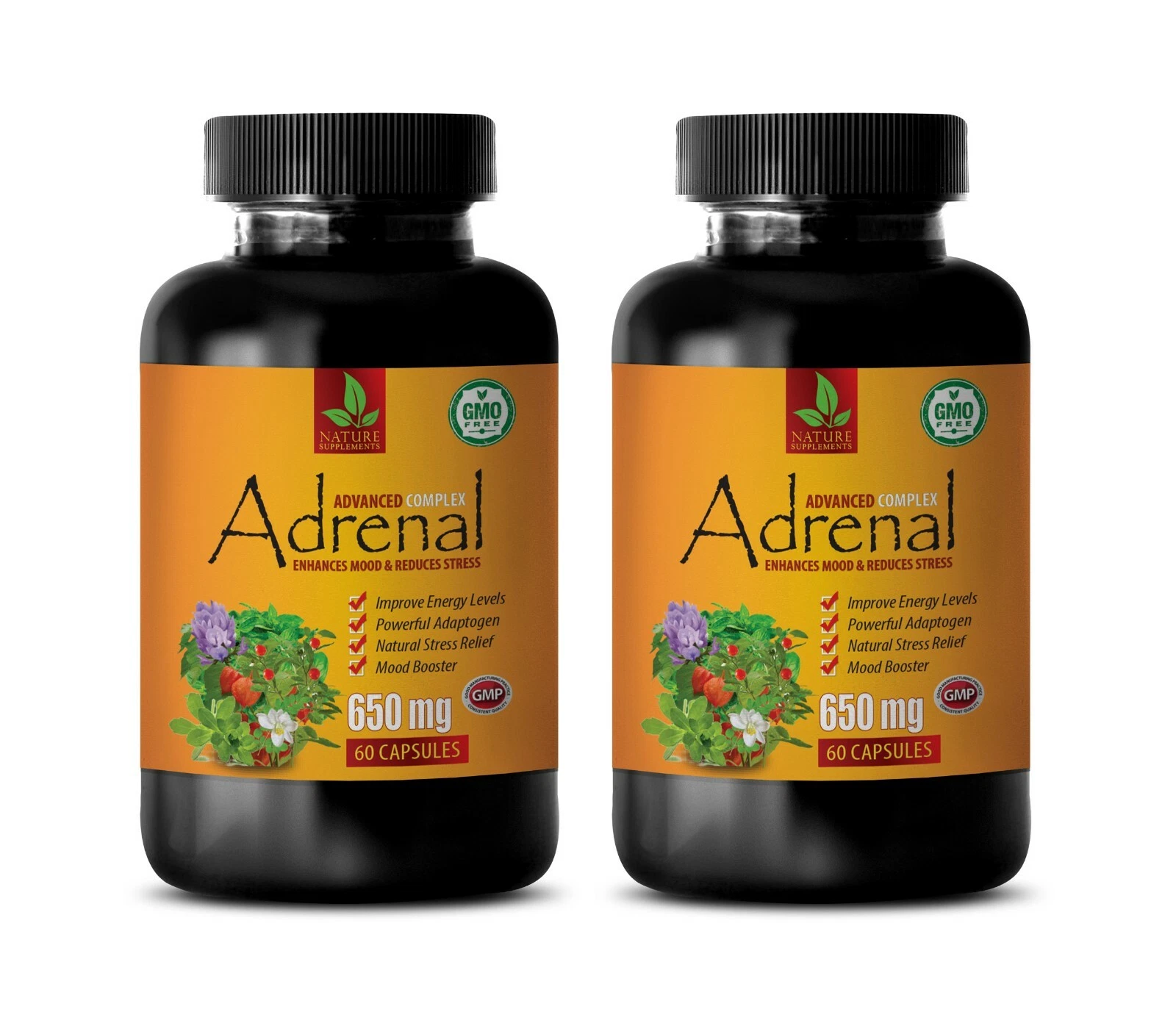 healthy energy booster - ADRENAL SUPPORT - brain booster supplements 2 BOTTLE
