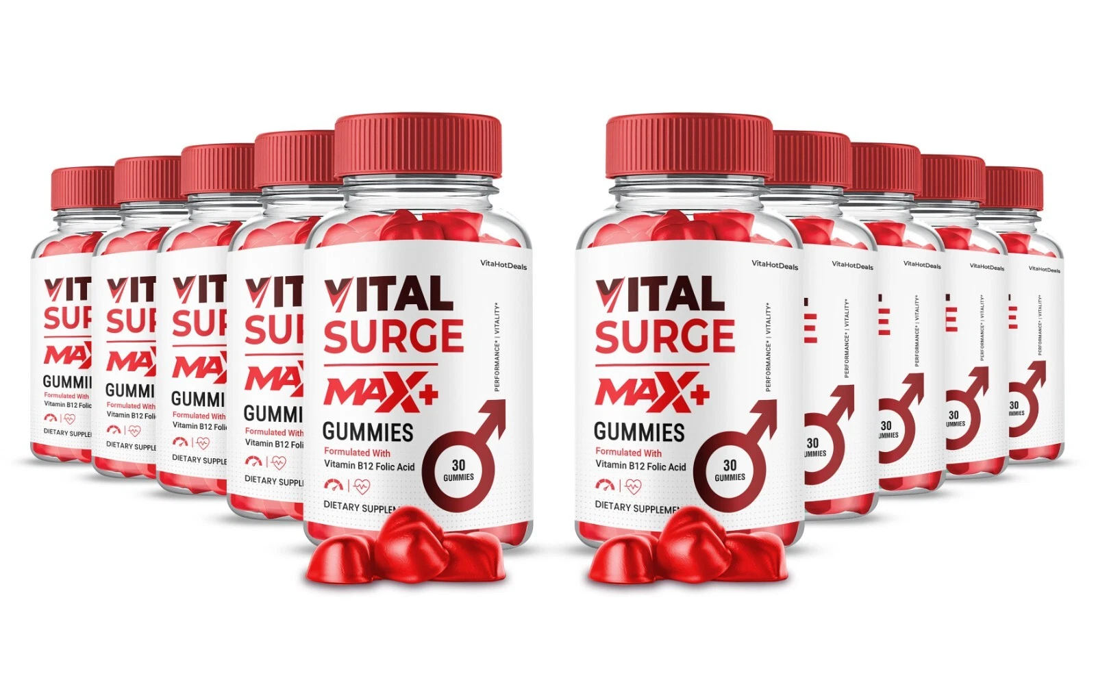 Vital Surge Max + Gummies For Men, VitalSurge Max + Higher Strength (10 Pack)
