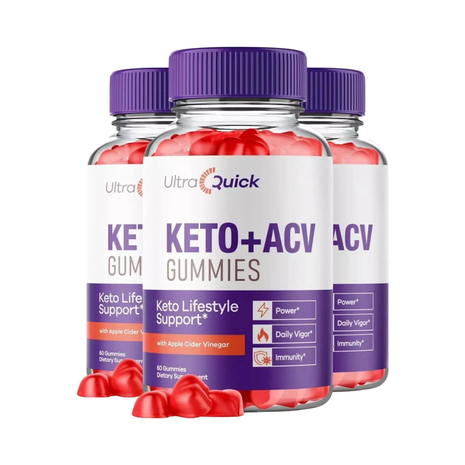 3-Pack Ultra Quick Keto ACV Gummies for Advanced Weight Loss 180 Gummies