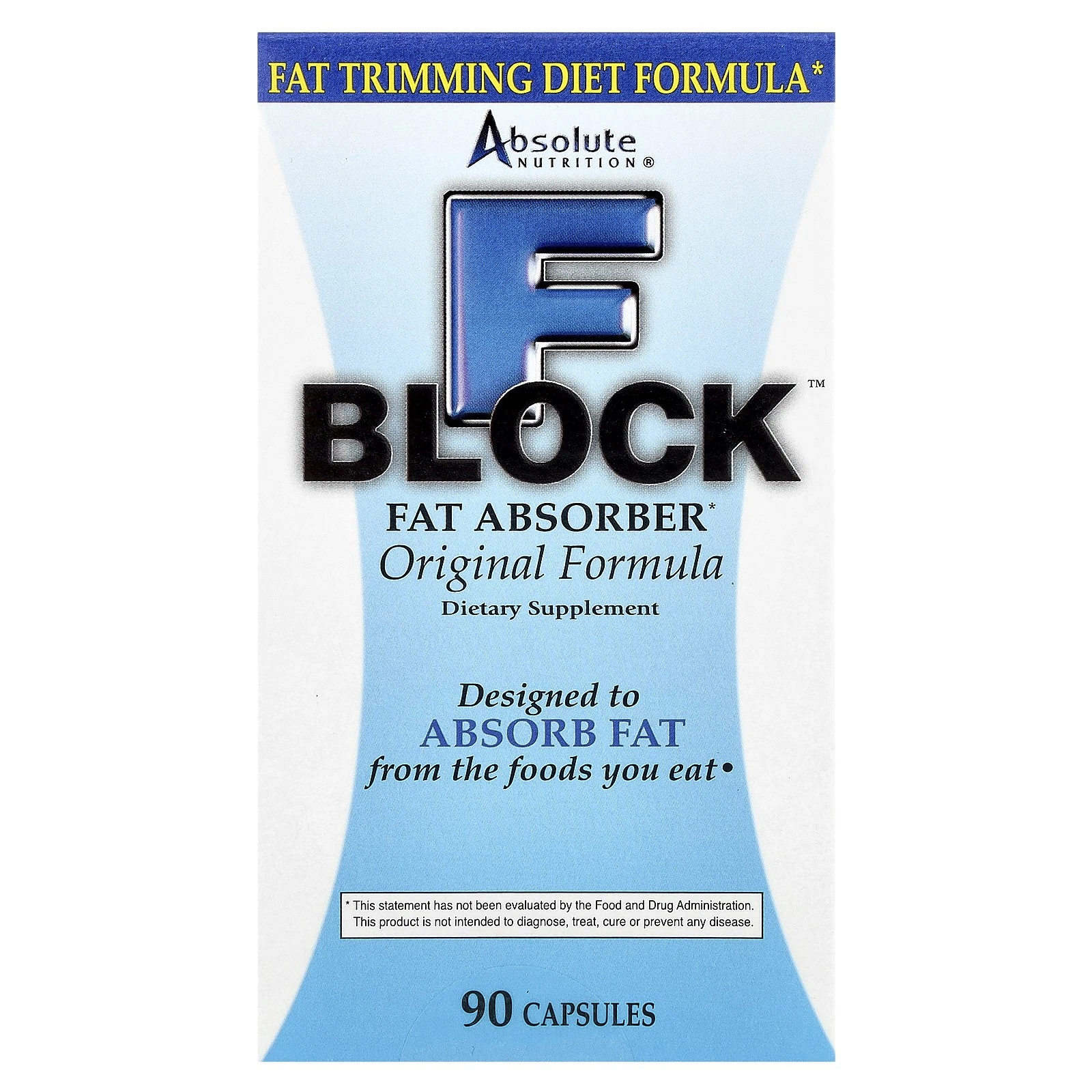 Absolute Nutrition FBlock Fat Absorber 90 Capsules Caffeine-Free & Decaf,