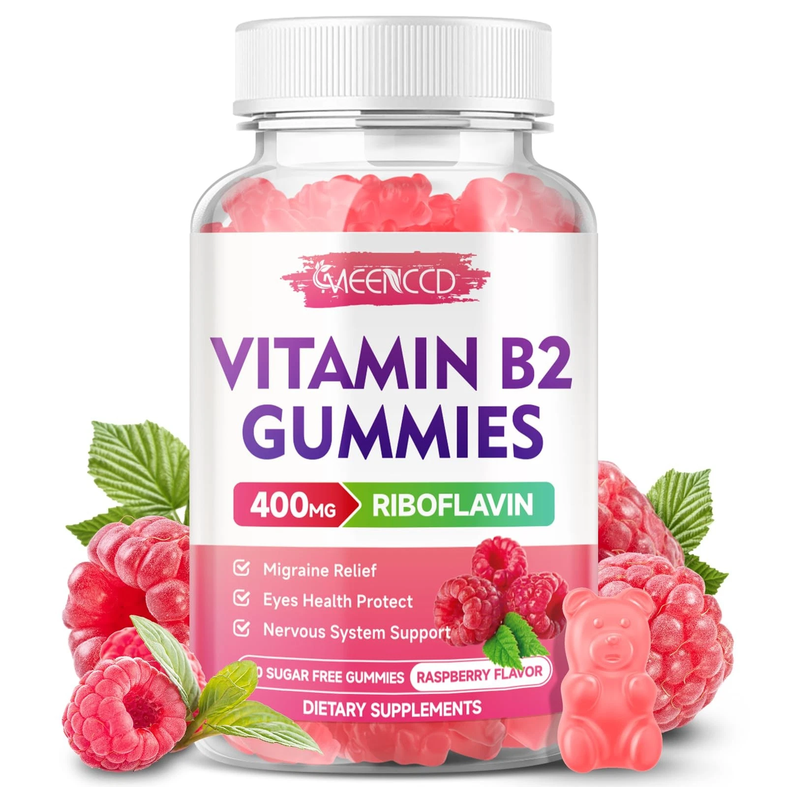 Vitamin B2 Gummies Riboflavin 400mg Supplement with Magnesium for Kids & Adul...