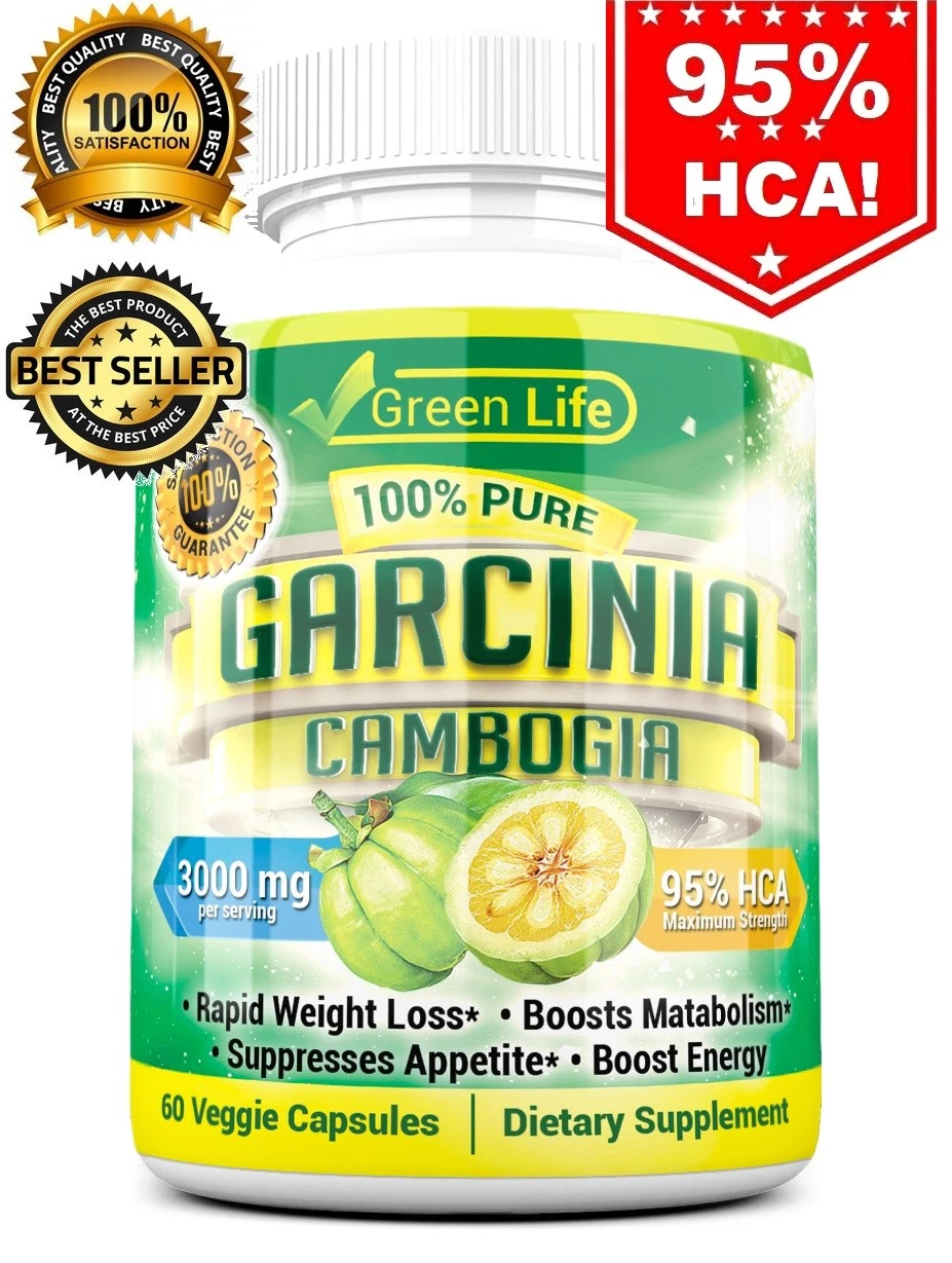 100% Pure GARCINIA CAMBOGIA 95% HCA Diet Pills Weight Loss Fat Burner 60 Capsule