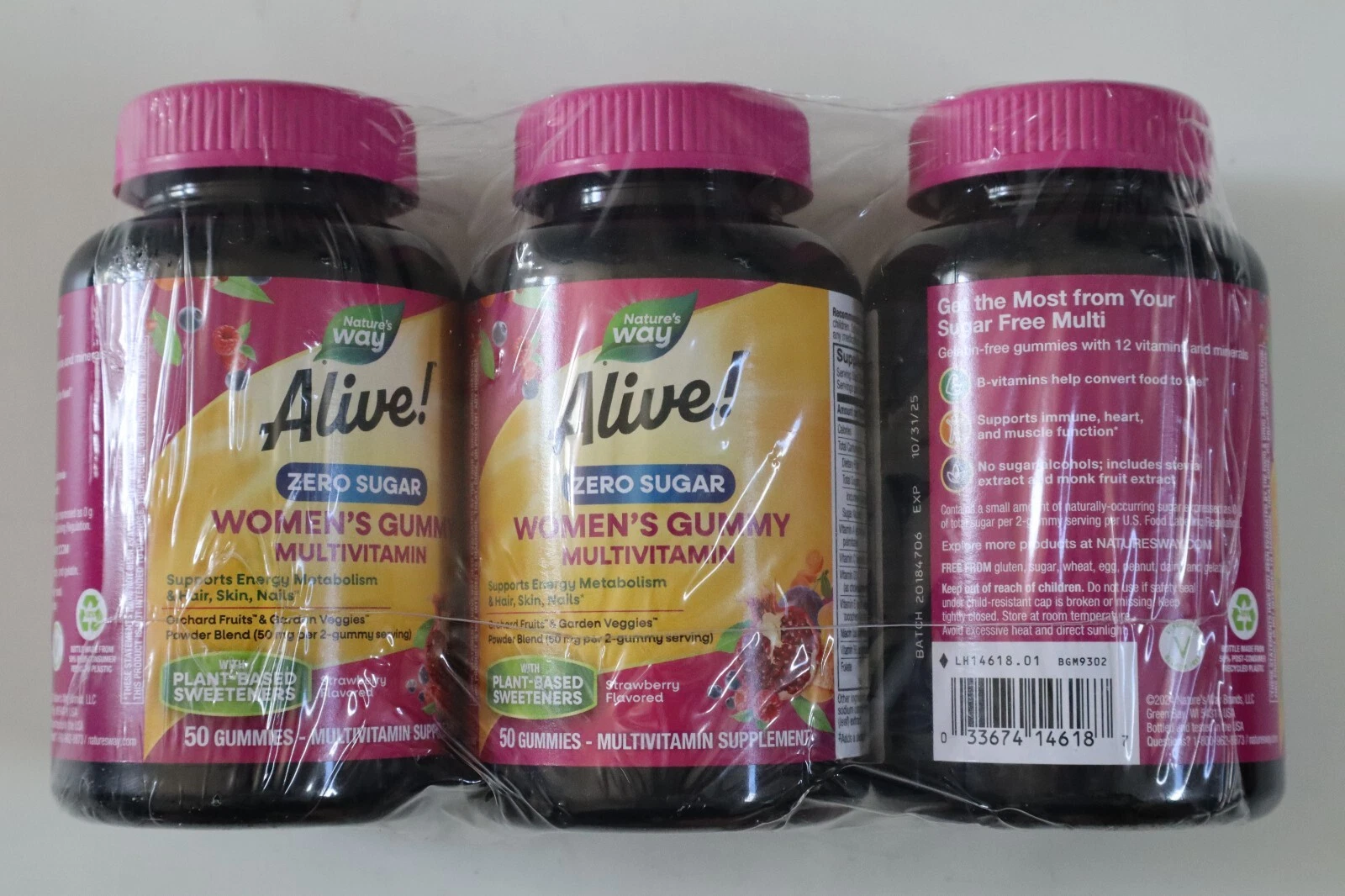 3pk Nature Way Alive! Women’s Gummy Multivitamins Zero Sugar 150ct EXP 10/31/25