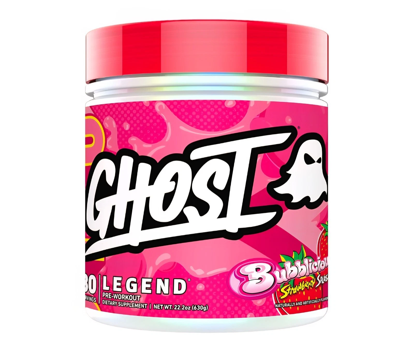 NEW GHOST LEGEND Bubblicious Strawberry Splash Pre-Workout Powder 30 Servings.