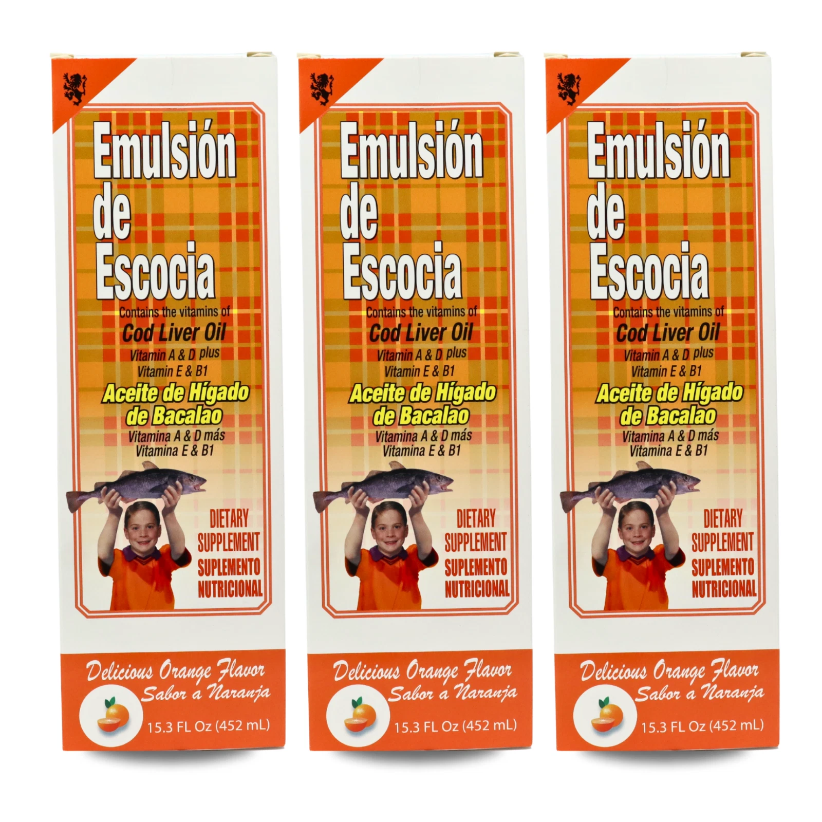 Emulsion De Escocia Cod Liver Oil - Orange Flavor 15.3 fl oz (3-Pack)