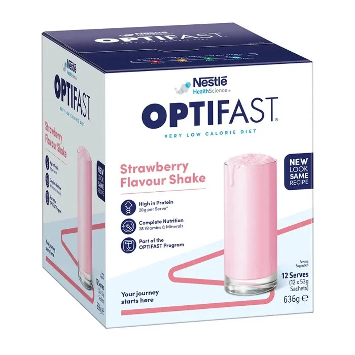 Optifast VLCD Strawberry Shake 12 x 53g Sachets Low Calorie Diet