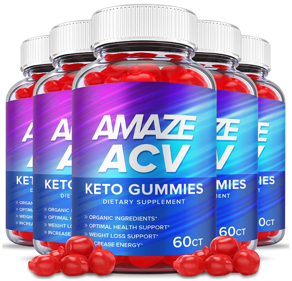 (5 BOTTLES) Official Amaze ACV Keto Gummies - Vegan, Weight Loss Supplement