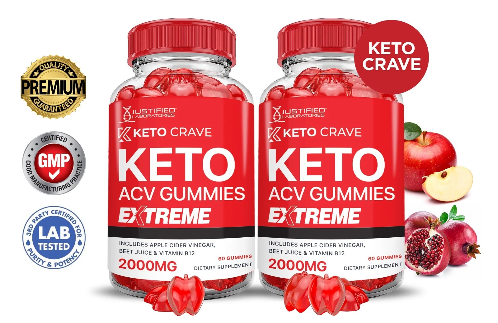 Keto Crave Extreme ACV Gummies 2000MG Apple Cider Vinegar 120 Gummys