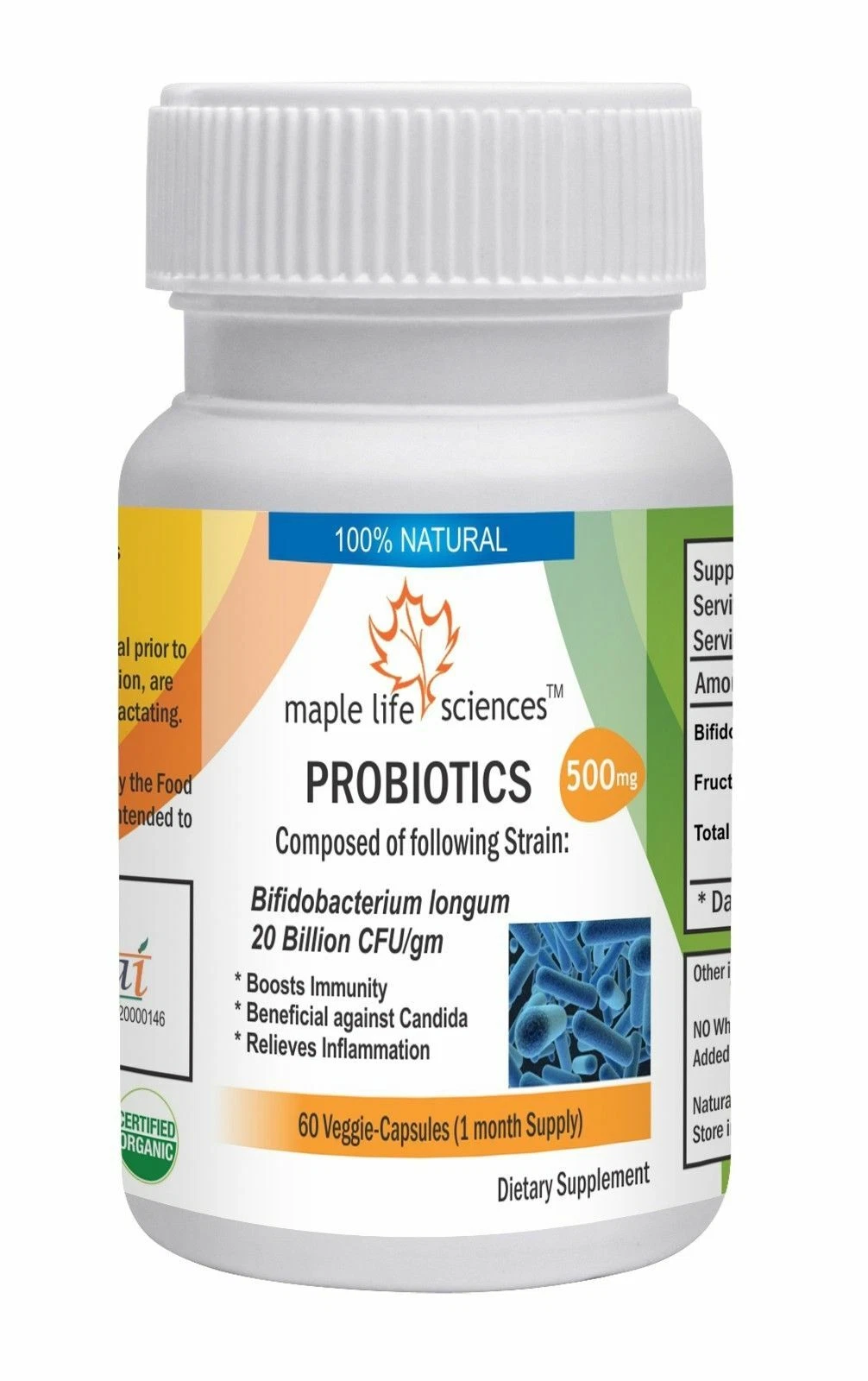 Probiotic blend of Bifidobacterium longum 20 Billion CFU/GRAM Capsules 15