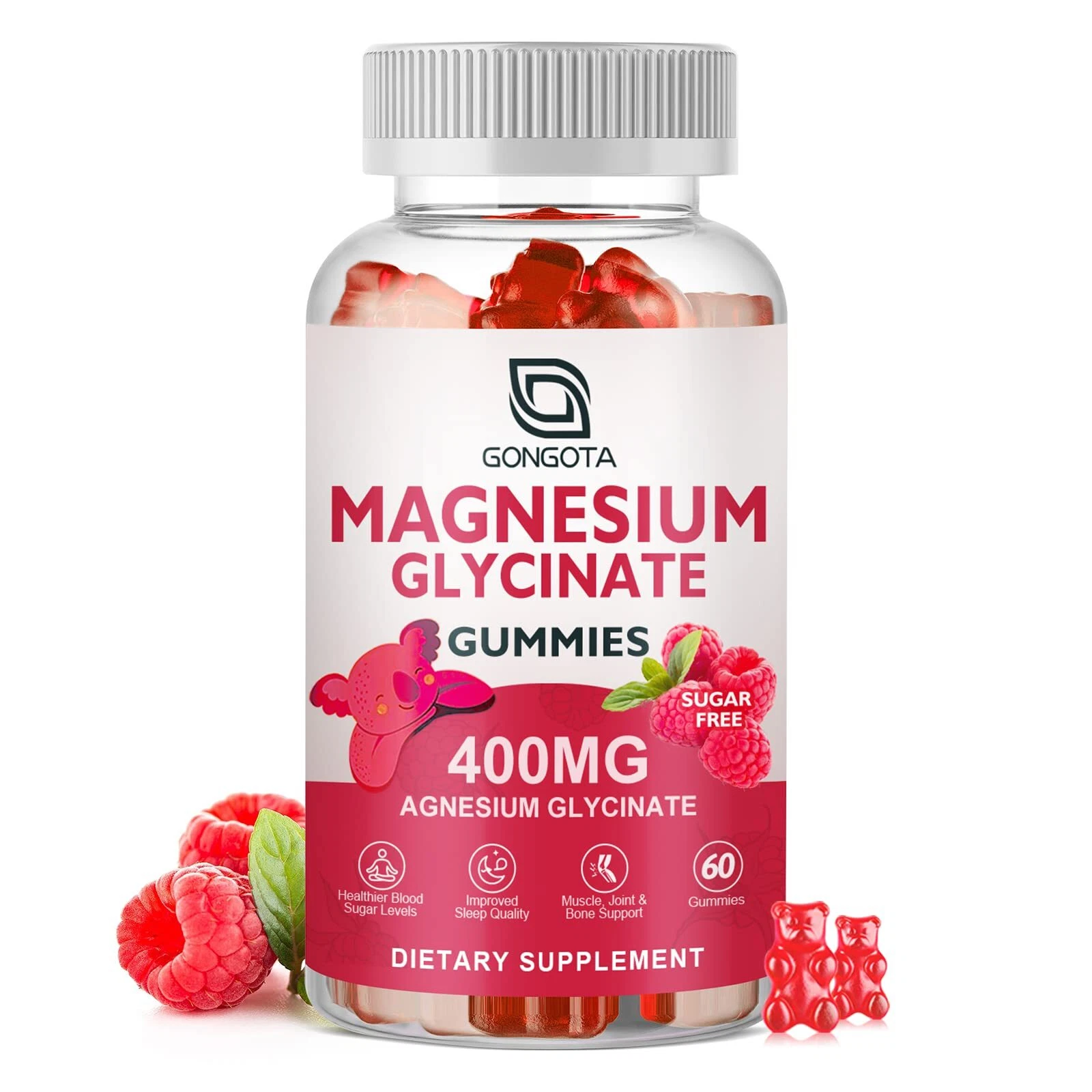 Magnesium Glycinate Gummies 400 mg with 100 mg Composite Magnesium - Chelated...