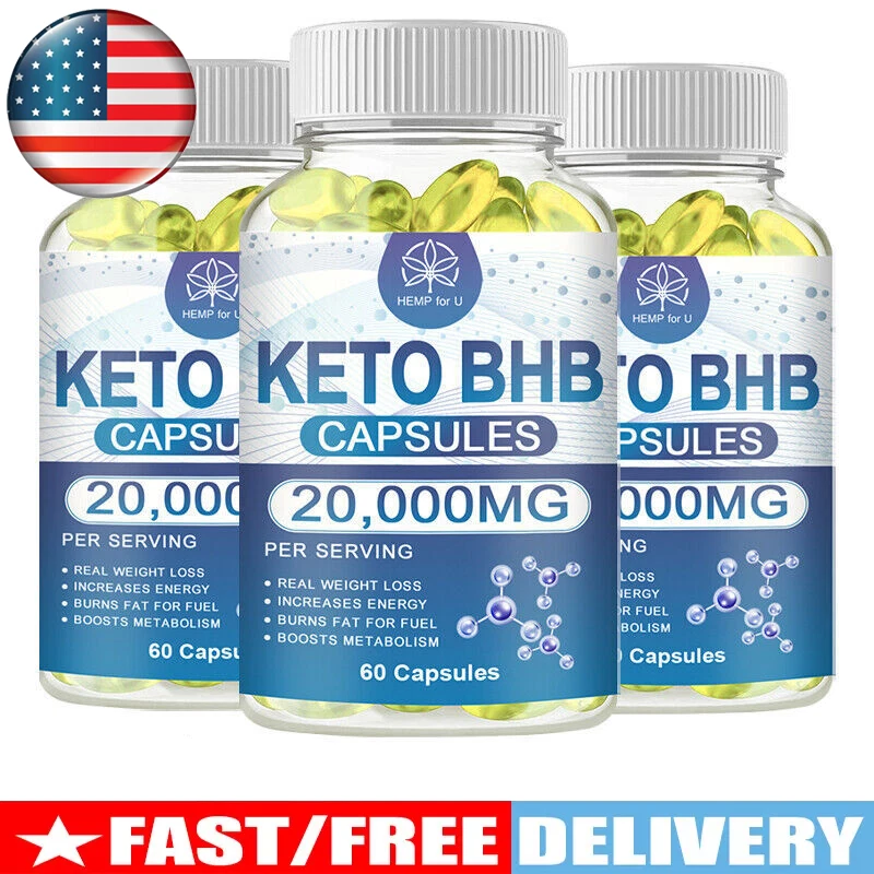 3*60 KETO BHB Capsules 20000mg Diet Pills Ketone FAT BURNER Weight Loss Ketosis