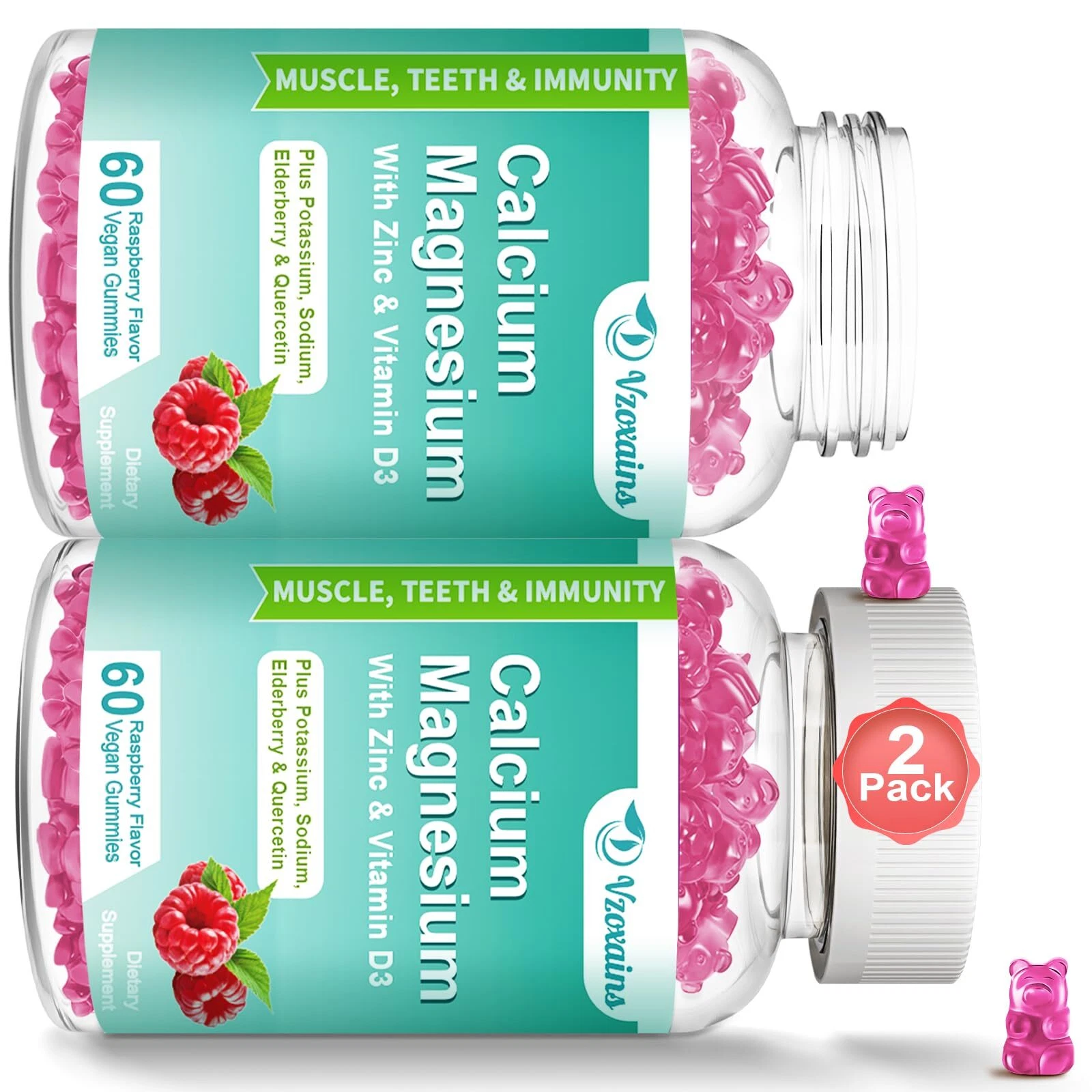 High Absorption Calcium Magnesium Zinc Gummies with Magnesium Glycinate 400mg...