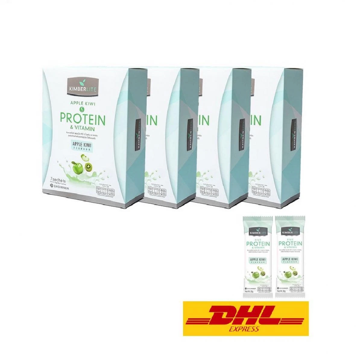 4X Kimberlite 5 Protein Vitamin Apple Kiwi Flavor Fruit Extract Good Shape 210g.