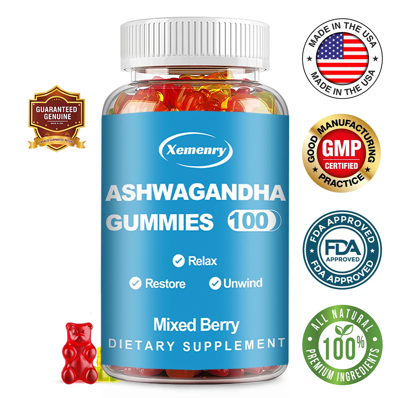 Organic Ashwagandha Capsules High Quality Dietary Supplement, Adrenal Support