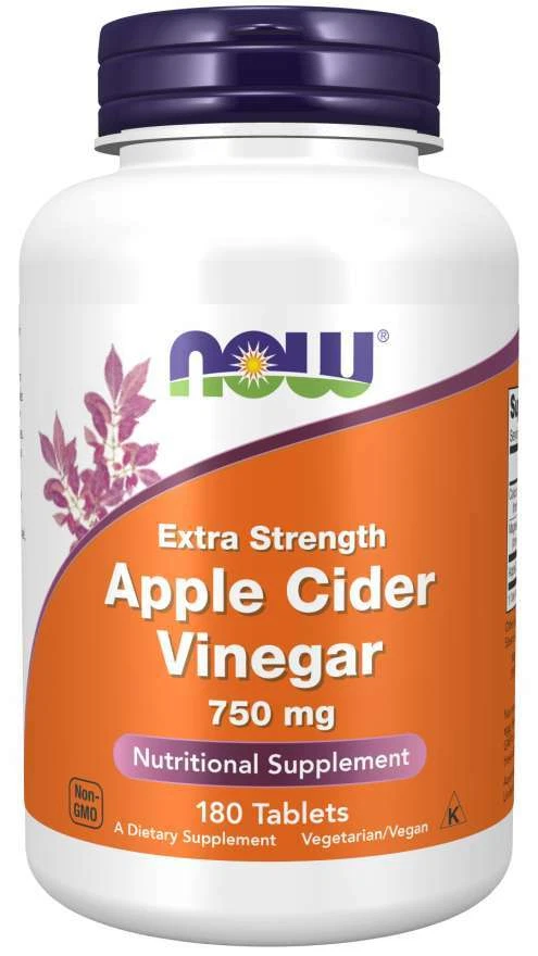 Now Foods Apple Cider Vinegar Extra Strength 750mg 180 Tablets Magnesium 08/2027