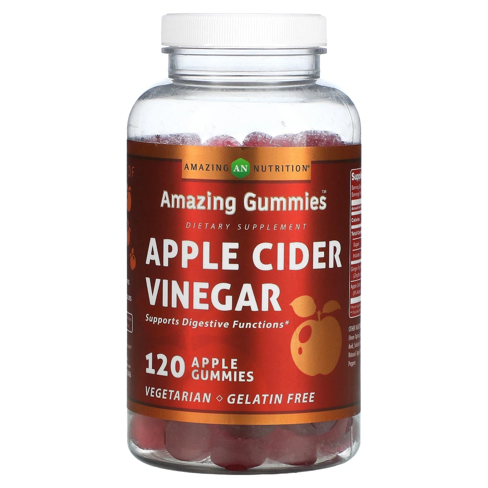 2 X Amazing Nutrition, Amazing Gummies, Apple Cider Vinegar, Apple, 120 Gummies