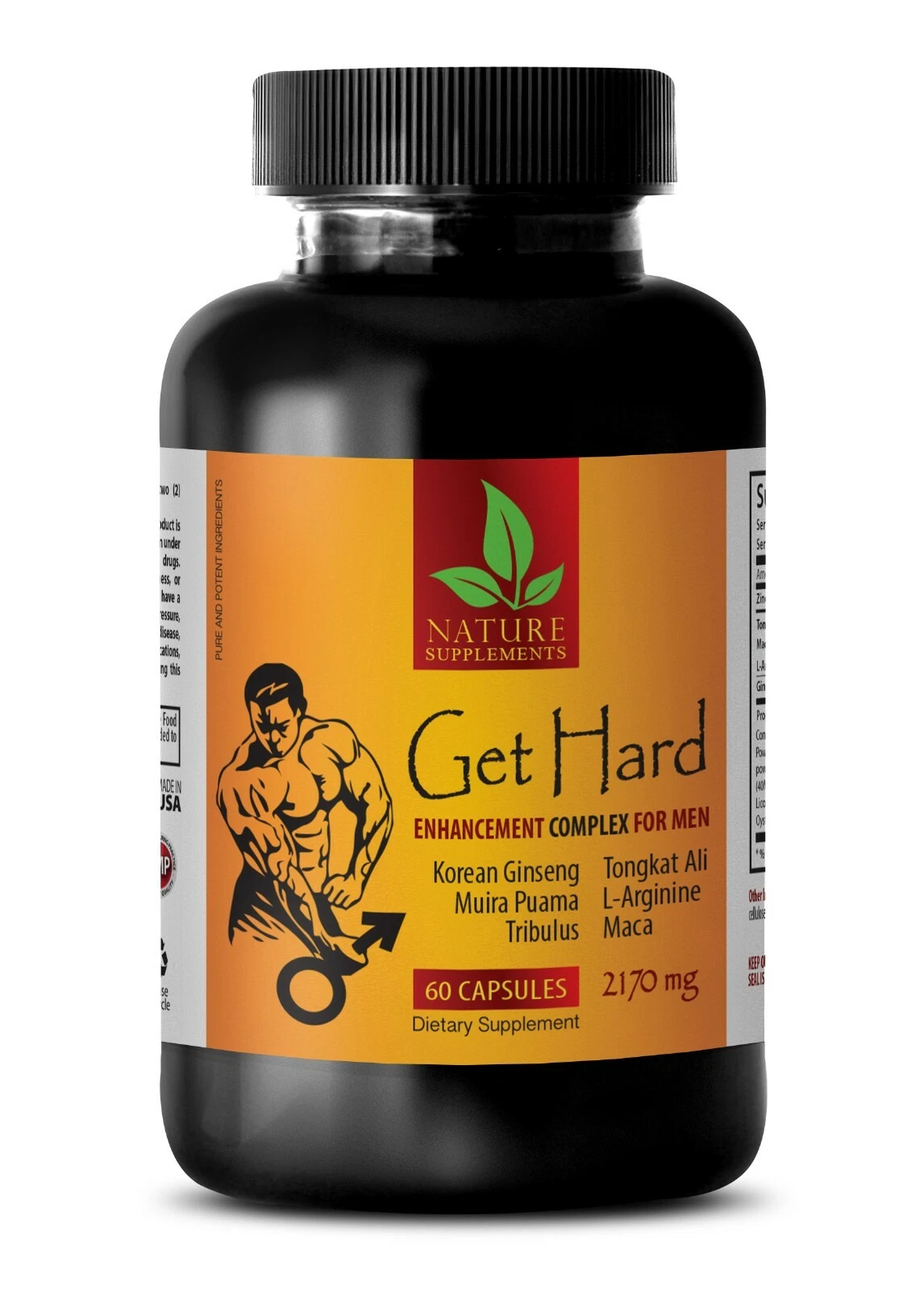 Stay Hard - GET HARD 2170mg - Male Enhancing performance 1 Bottle 60 Capsules