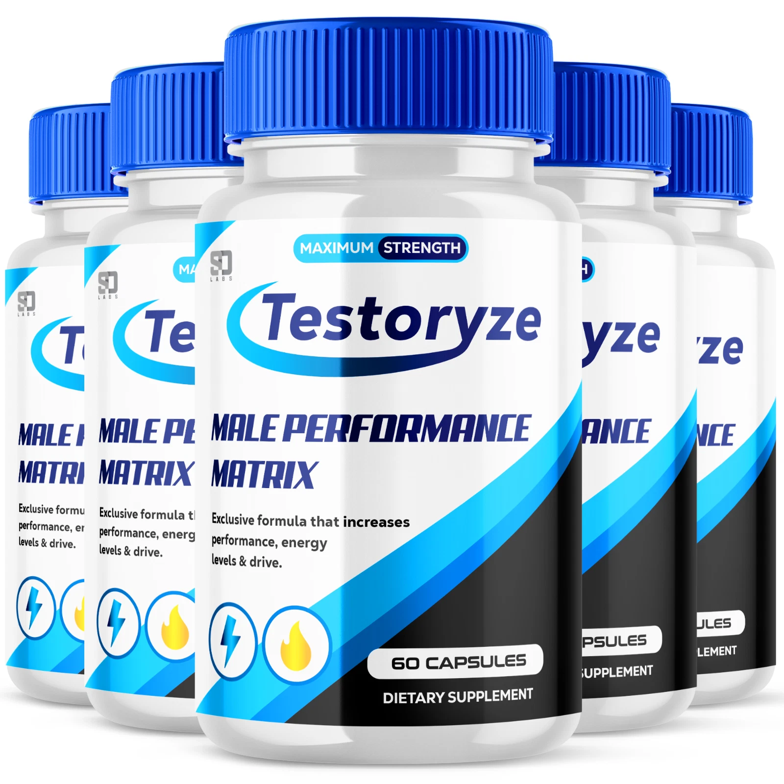 (5 Pack) Testoryze Male Pills, Maximize Energy, Vitality & Stamina 300 Capsules