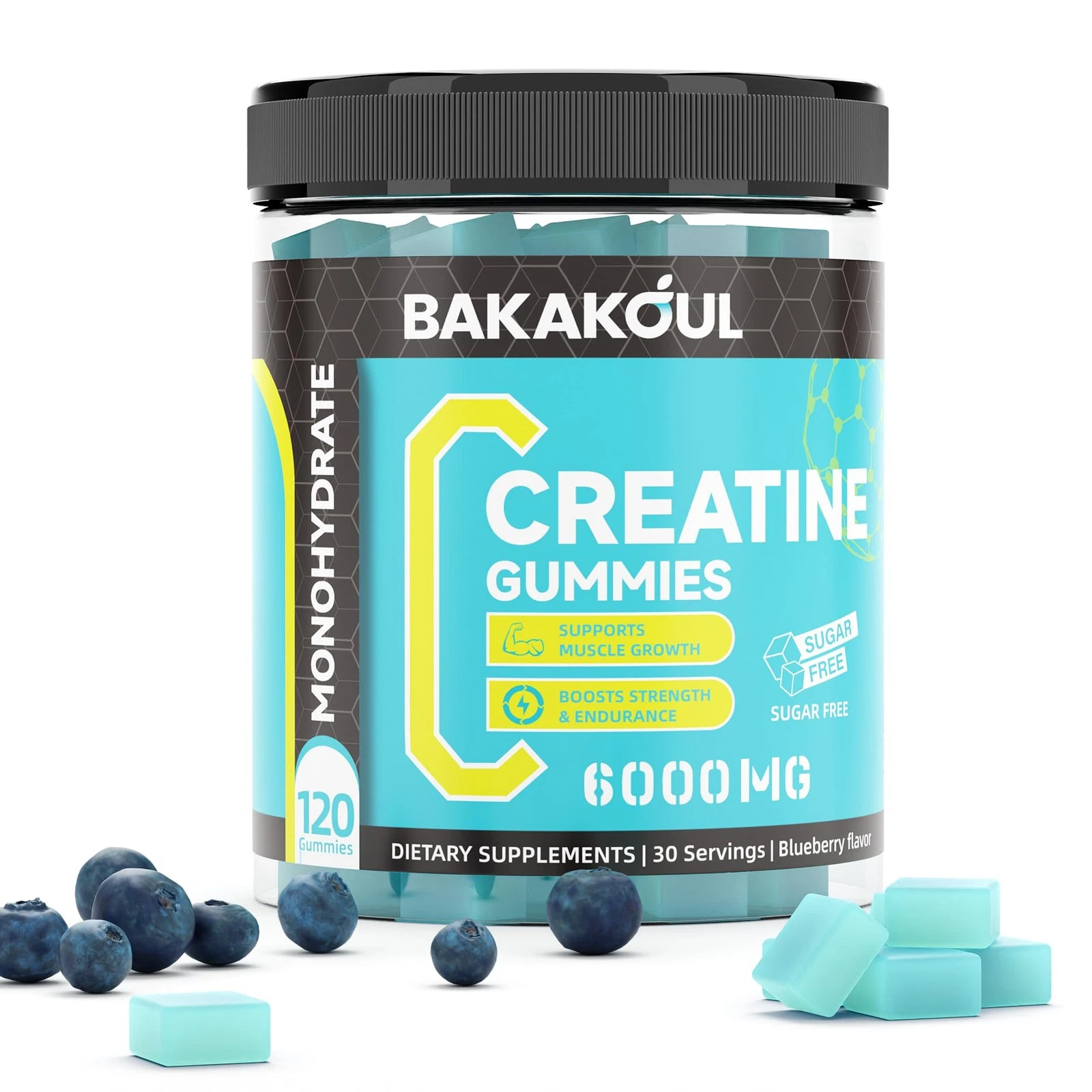 BAKAKOUL Creatine Monohydrate Gummies for Men & Women - 120 Sugar Free Gummies w