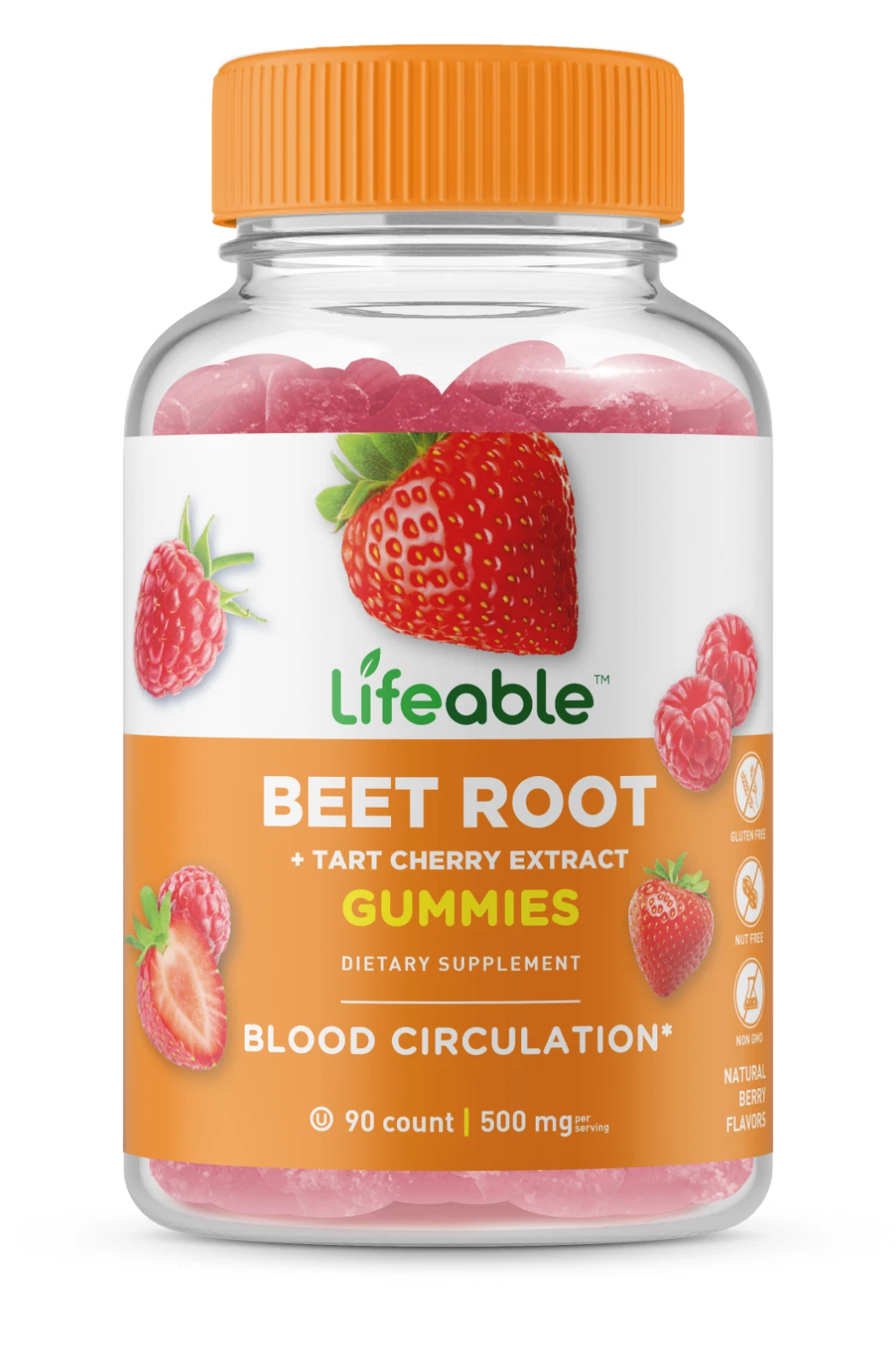 Lifeable Beet Root Gummies - Great Tasting Berry Flavor Gummy - 90 Count