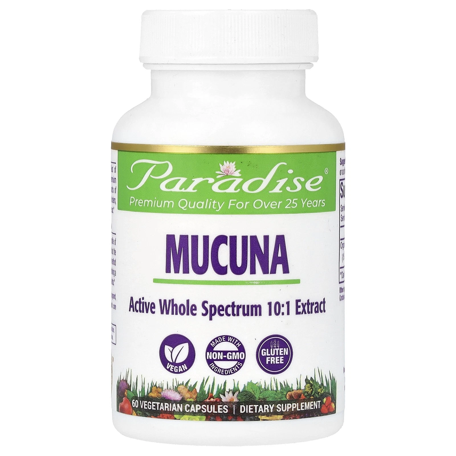 Paradise Herbs Organics Mucuna 60 Veggie Caps Organic, Vegetarian