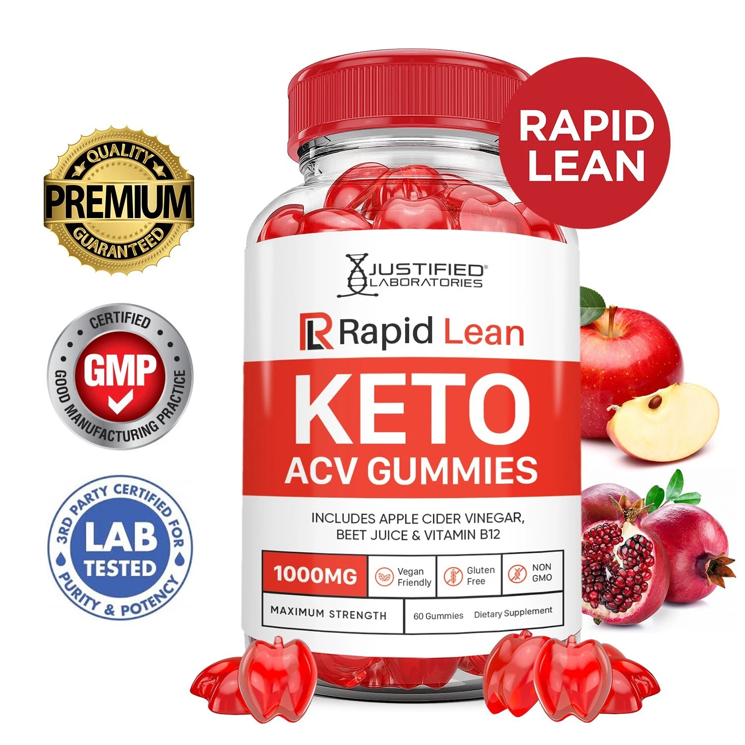 Rapid Lean Keto ACV Gummies 1000MG Apple Cider Vinegar 60 Gummys