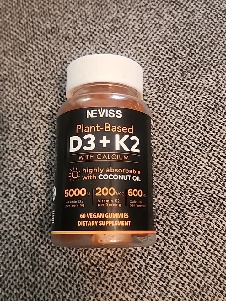 NEVISS Vitamin D3 5000IU Gummies 125mcg with Calcium 600mg+K2(MK7) 200mcg