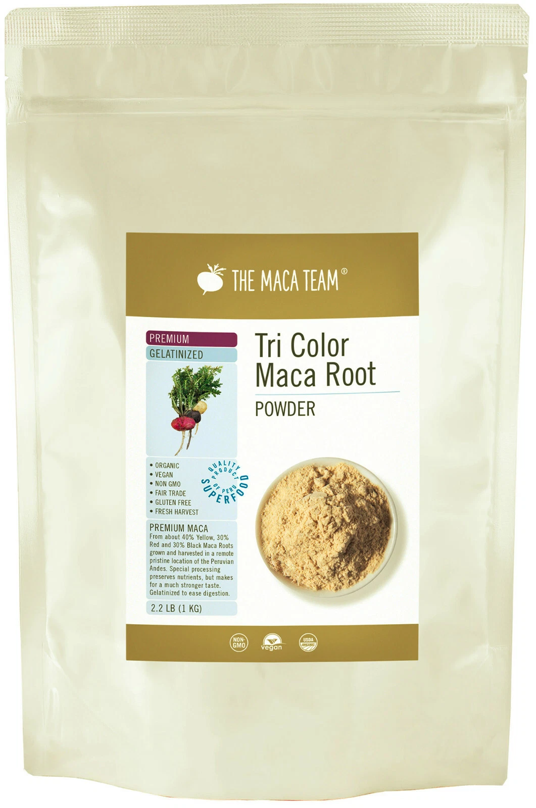 Certified Organic Gelatinized Premium Maca Powder - Fair Trade, Fresh Harvest