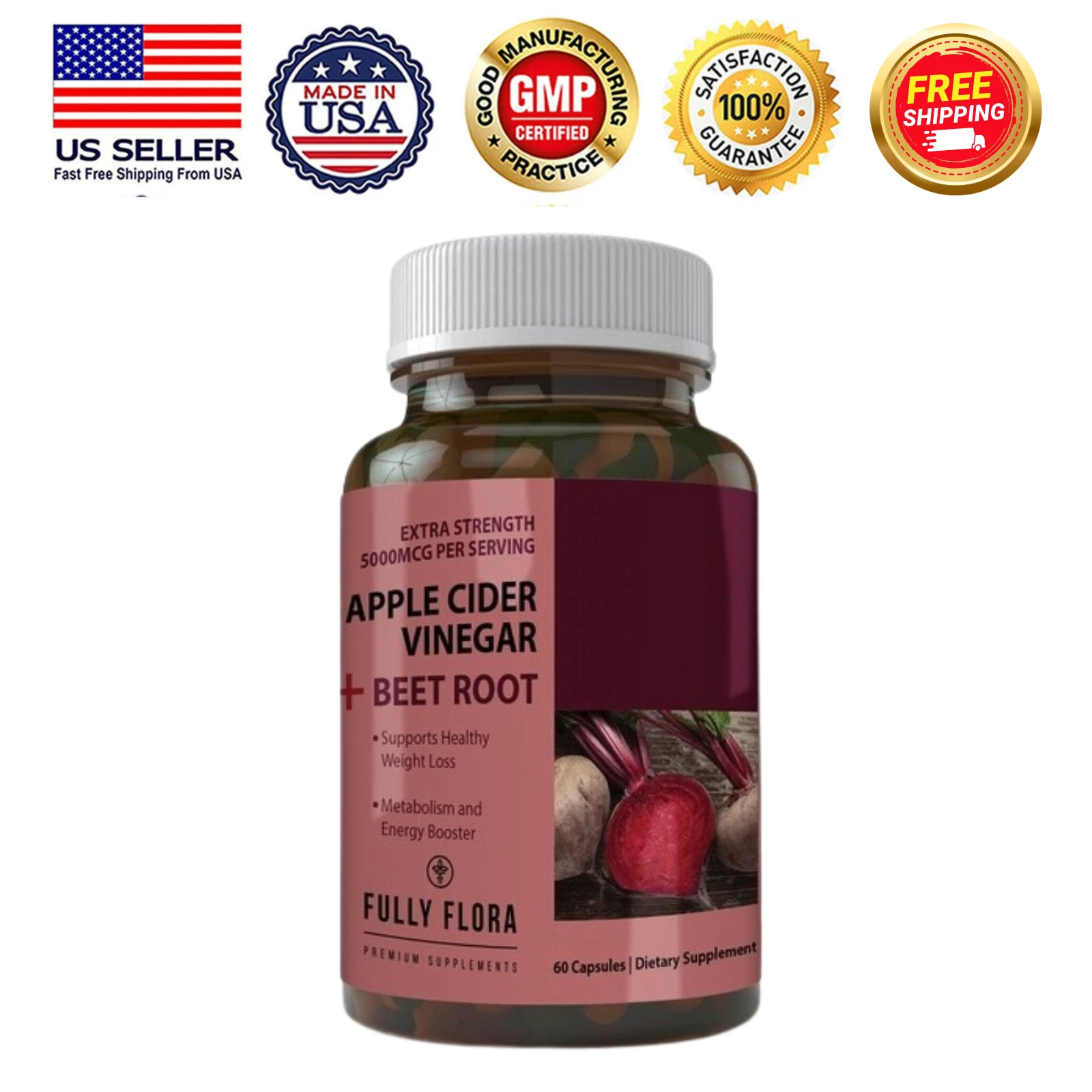 Apple Cider Vinegar with Beet Root Advanced Weight Loss Capsules Free Shipping