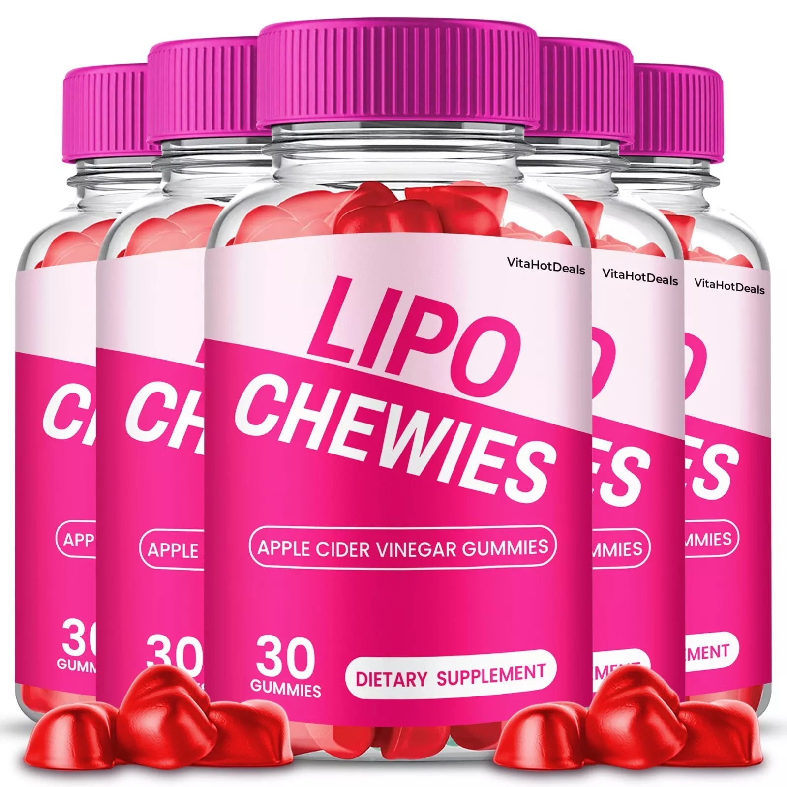 Lipo Chewies ACV Gummies, Max Strength Formula, LipoChewies Keto (5 Pack)
