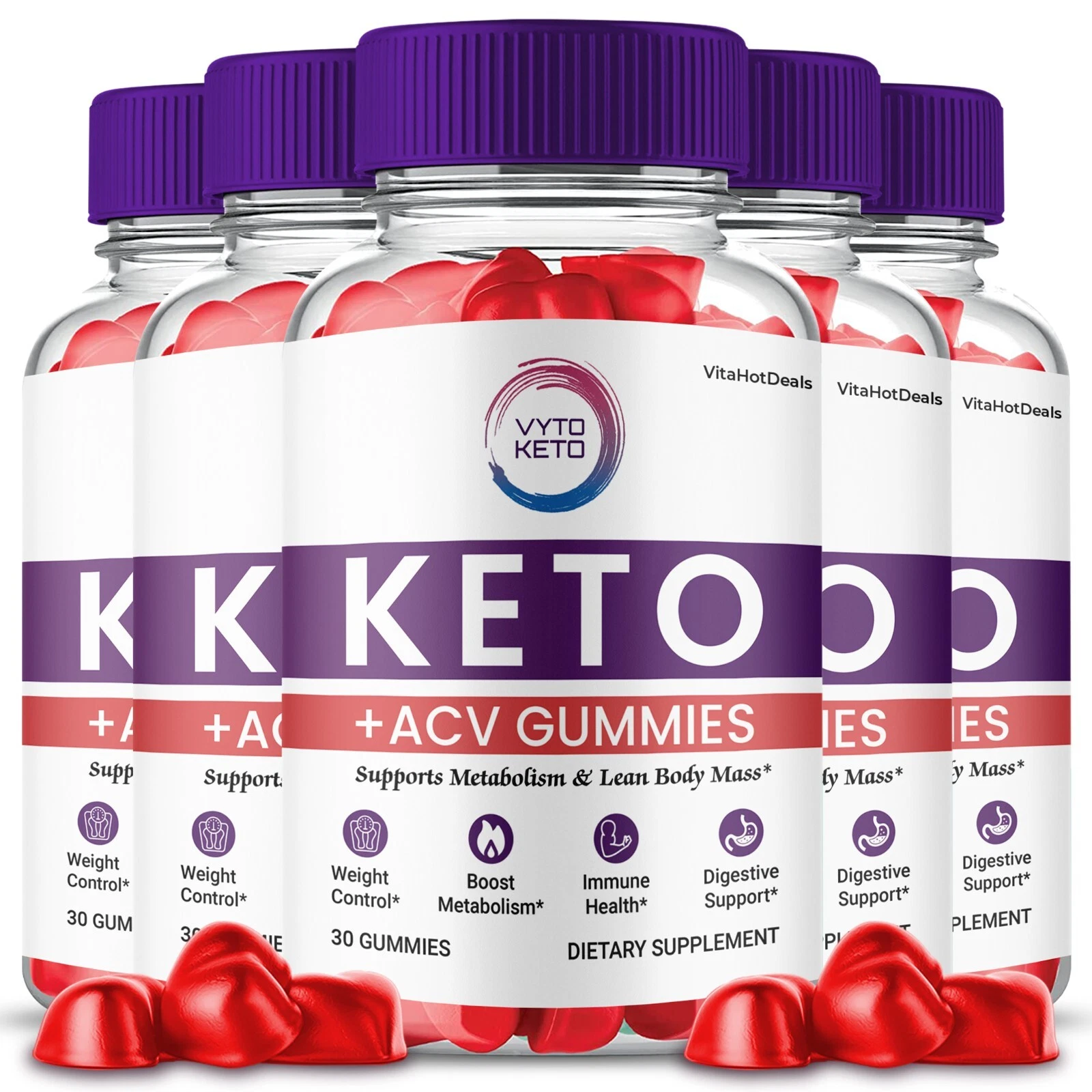 Vyto Keto ACV Gummies, Apple Cider Vinegar, Max Strength Formula (5 Pack)