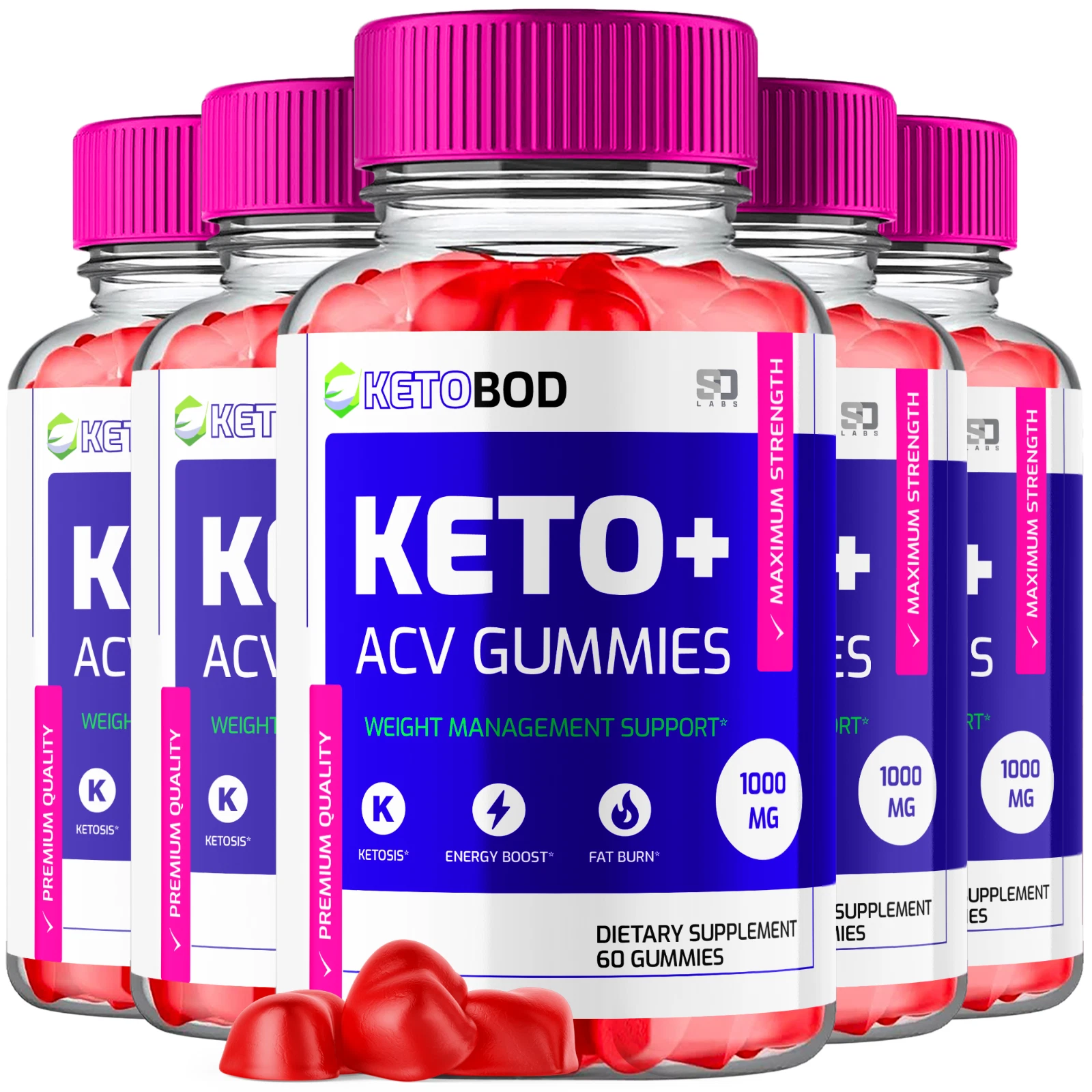 (5 Pack) Keto Bod Gummies, KetoBod ACV Gummies Weight Loss (300 Gummies)