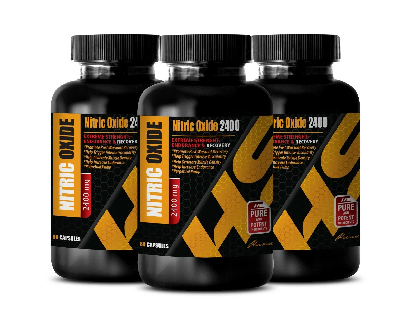 muscle building supplements - NITRIC OXIDE 2400 - nitric oxide booster 3 Bottles