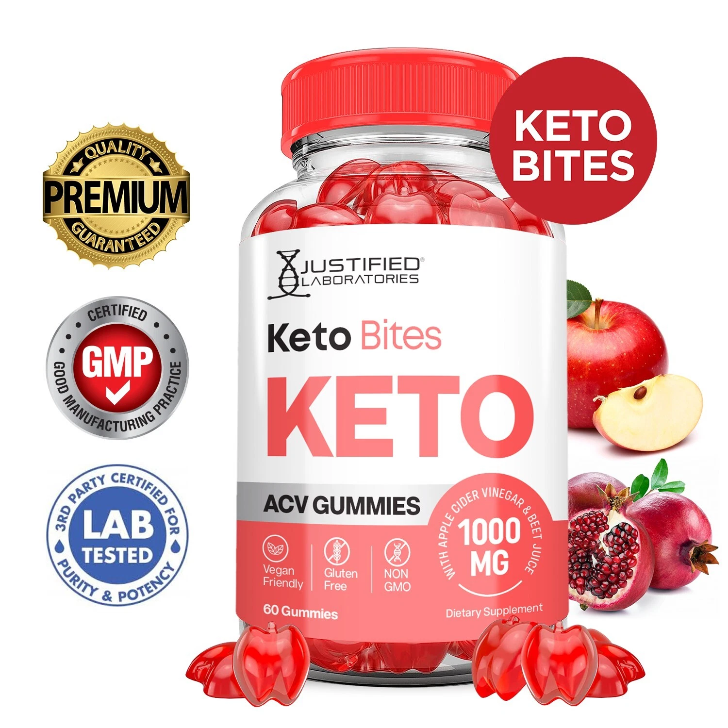 Keto Bites ACV Gummies 1000MG Apple Cider Vinegar 60 Gummys