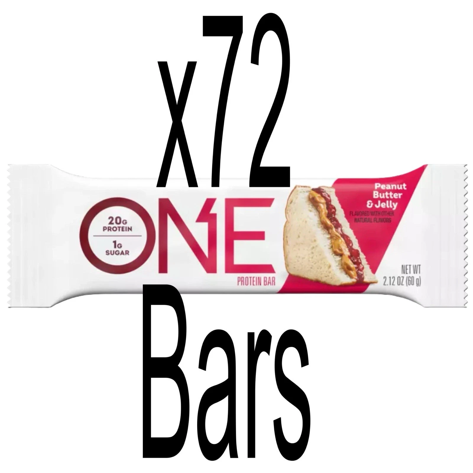 ONE Protein Bars - Peanut Butter Jelly - Lot of 72 - Free Shipping