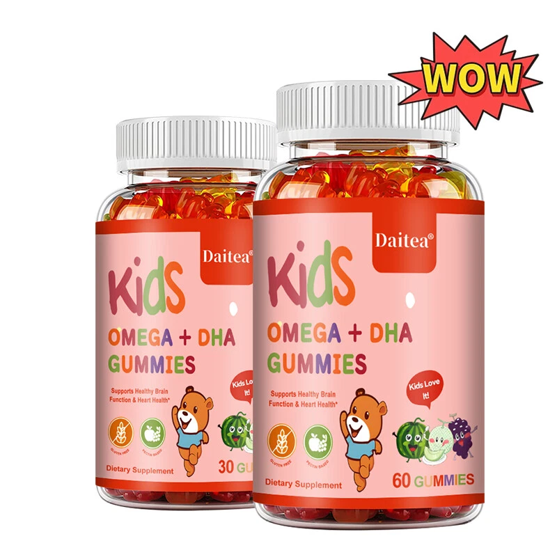 Kids Omega+DHA Gummies With Vit D3 Supports Healthy Brain Function&Heart Health