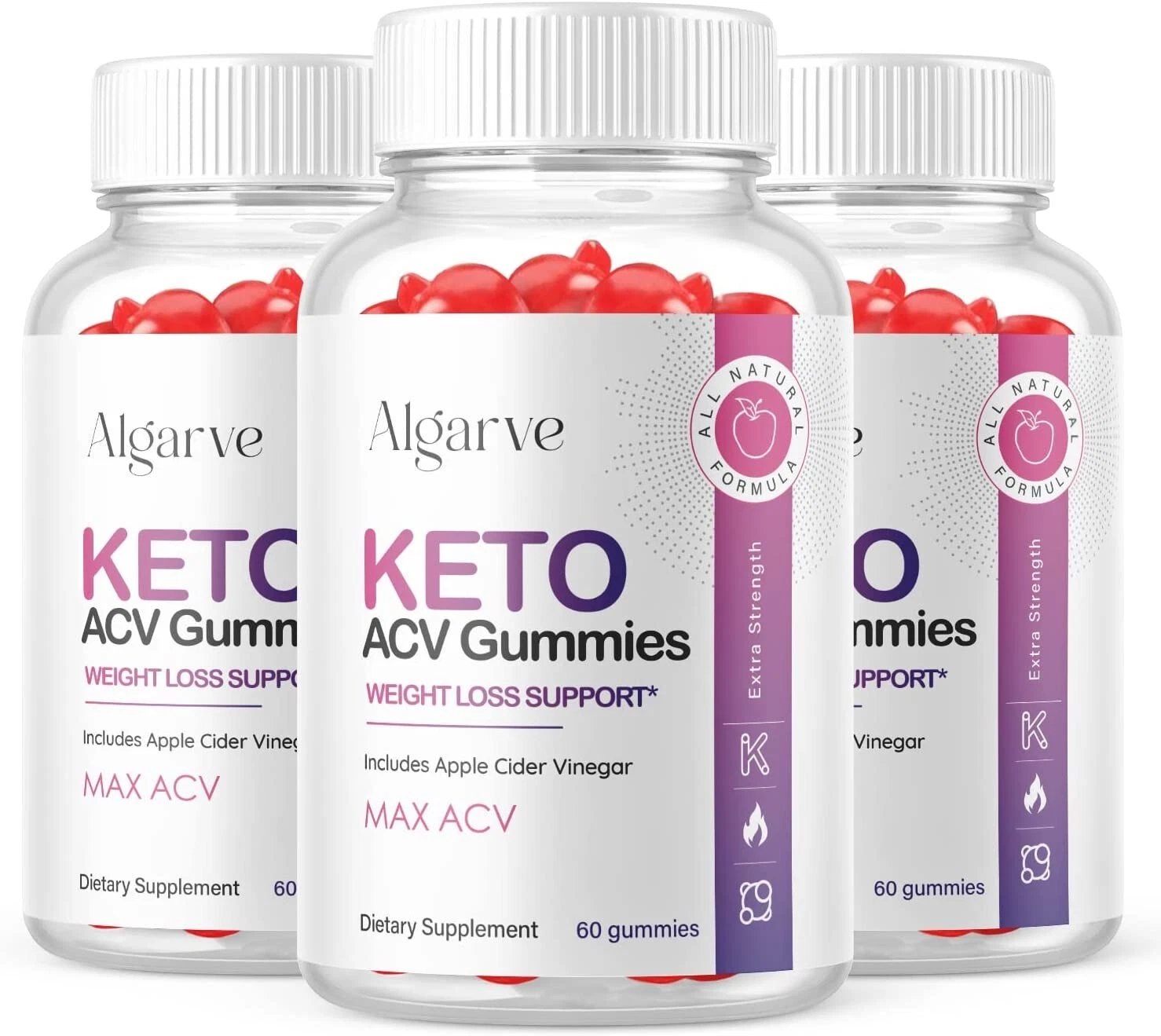 3 - Algarve Keto ACV Gummies, Vegan, Fat Burner, Weight Loss Supplement - 180