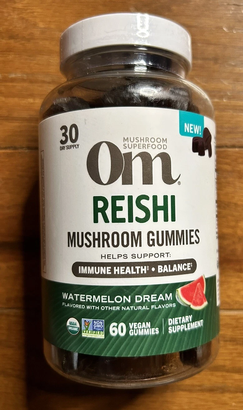 Om Reishi Mushroom Gummies Watermelon Dream x 60! Exp 08/26 30 day supply Vegan