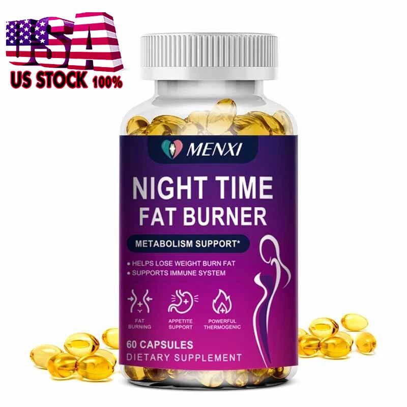 Night Time Fat Burner Supplement, Weight Loss, Appetite Suppressant, Detox 60PCS