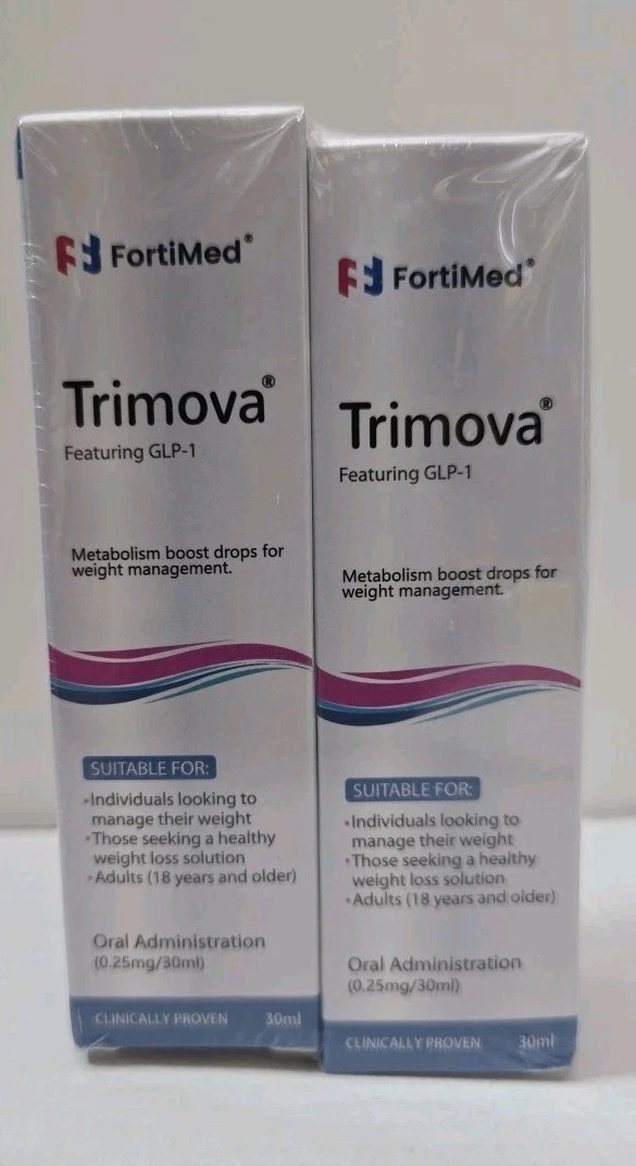 2x FortiMed Trimova Weight Loss Drops for Burning Excess Fat & Boosting Energy