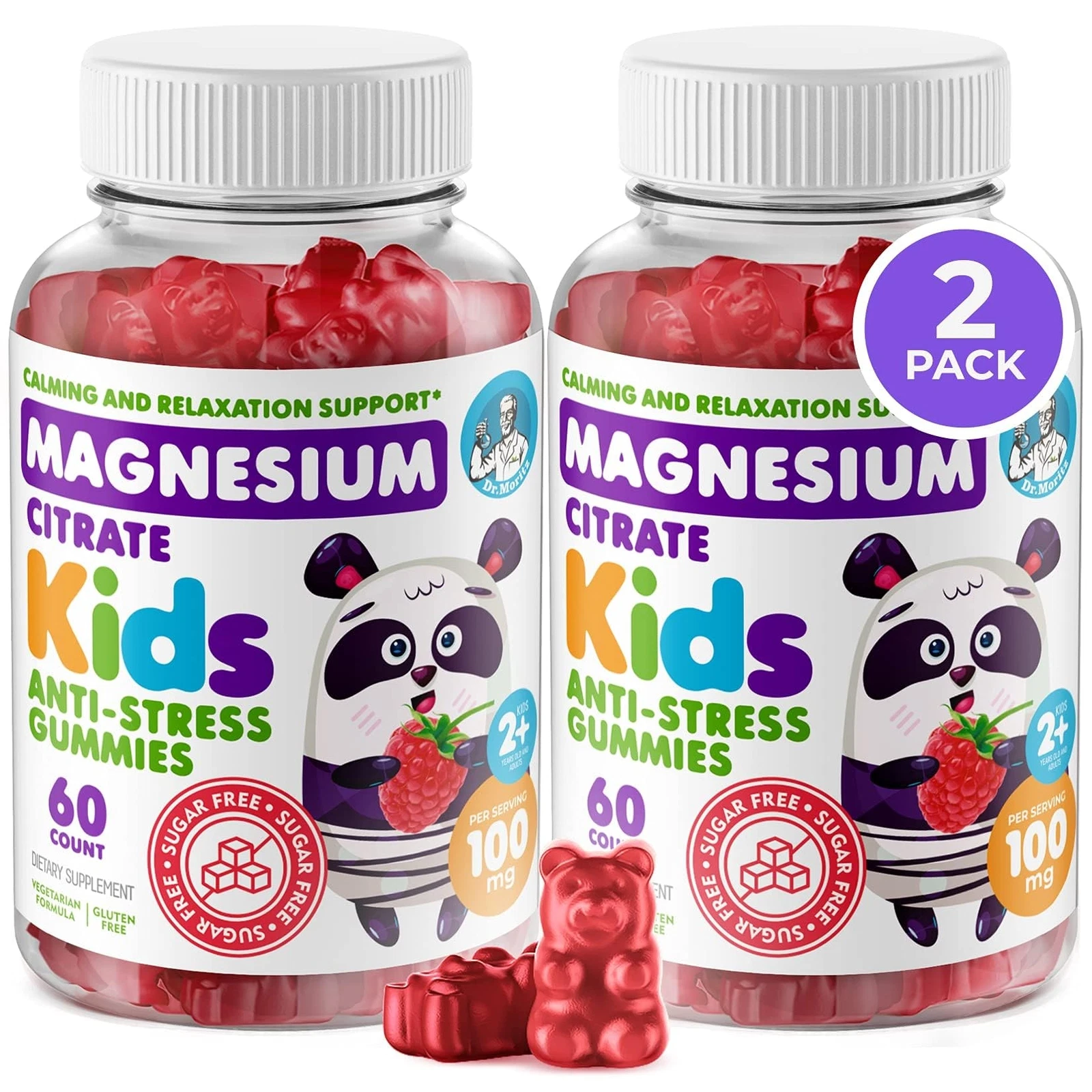 Dr Moritz Sugar-Free Magnesium Gummies Raspberry Calm Sleep 120 Count Vegan