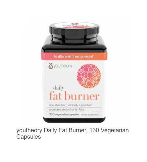 Youtheory Daily Fat Burner, 130 Vegetarian Capsules, NEW, SEALED. Free Shipping.