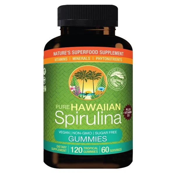 Hawaiian Spirulina Gummy + Vitamin D3 200 mg, 120 Gummies