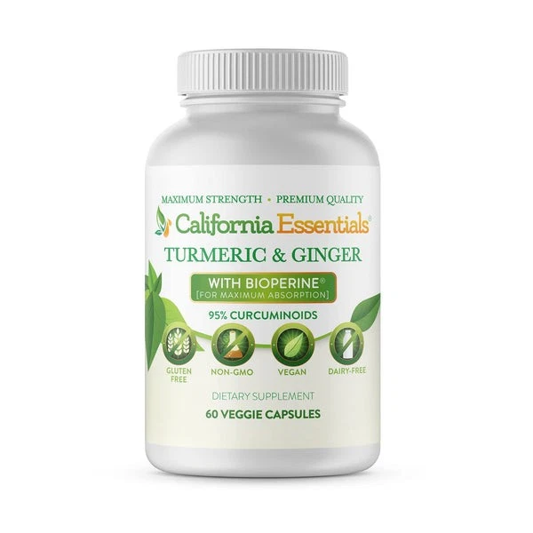 TURMERIC CURCUMIN+GINGER+BIOPERINE VEGGIE CAPSULE-USA PRODUCT-FREE SHIP