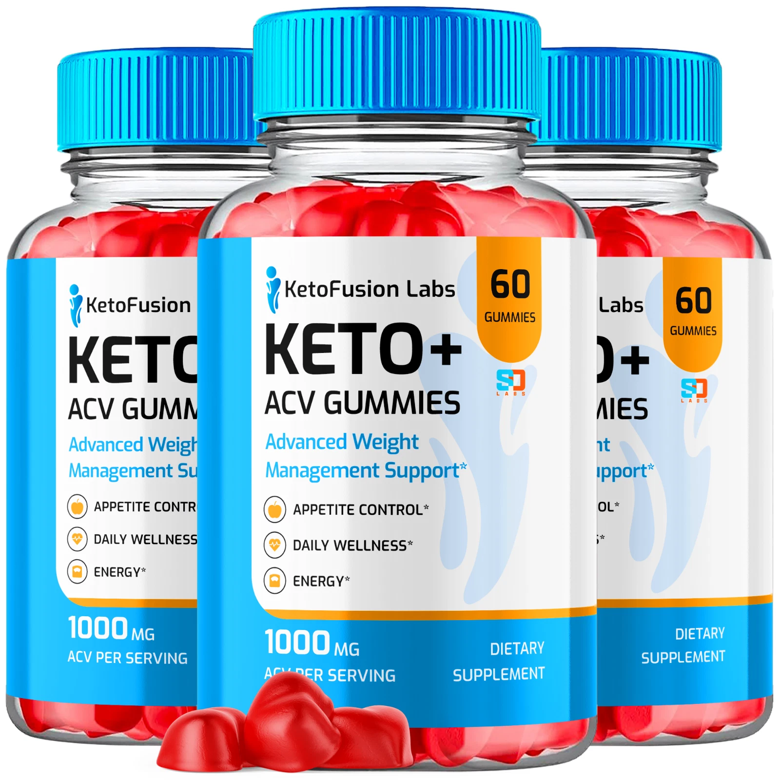 KetoFusion Labs Keto+ACV Gummies for Weight Management and Energy (3 Pack)
