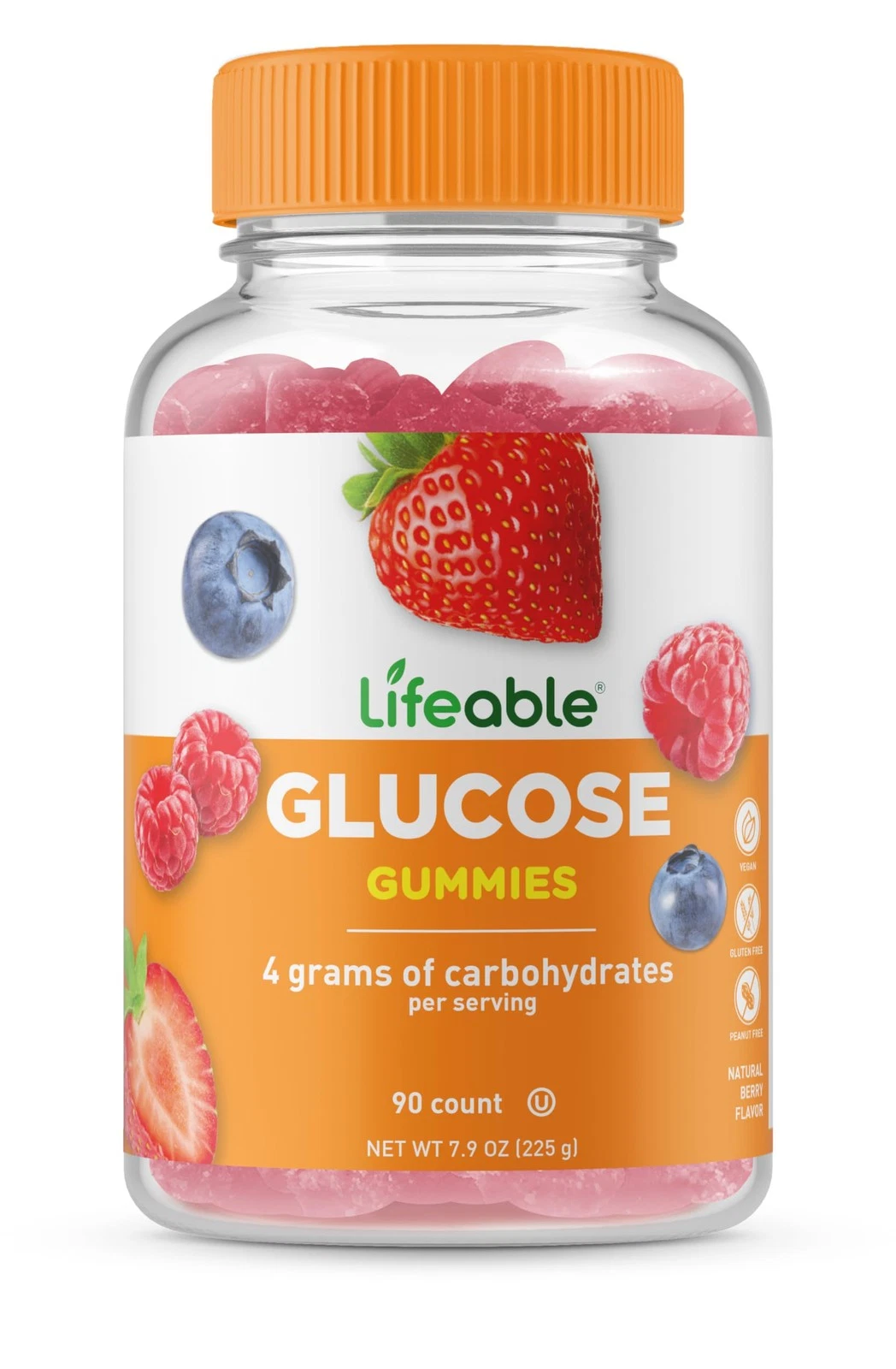 Lifeable Glucose Gummies - Great Tasting Natural Flavor Gummy - Gluten Free GMO-